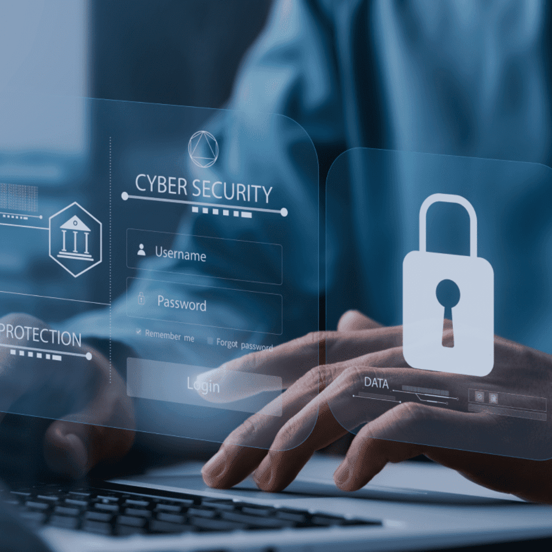 Cyber security login and protection interface with lock icon